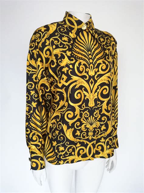 vintage gianni versace silk baroque print shirt|vintage gianni versace shirts.